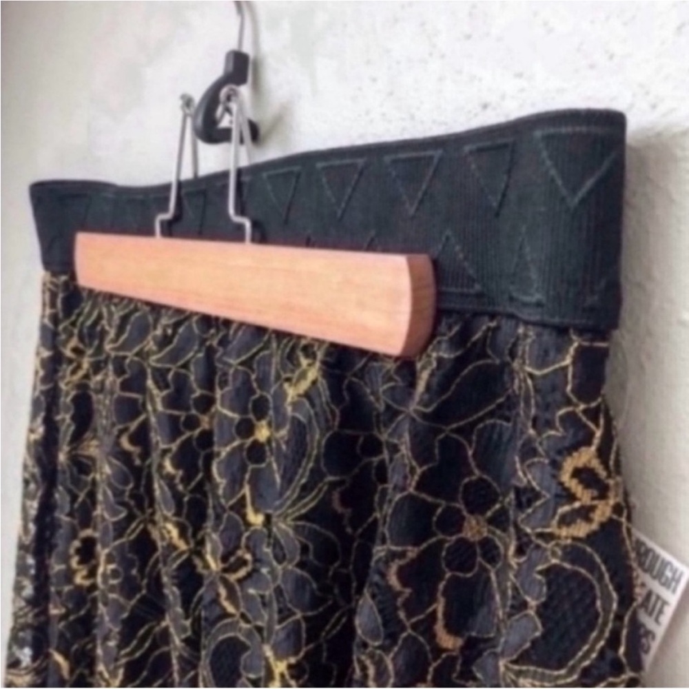 Plus Size LuLaRoe Elegant Lola Skirt Black Gold Lace